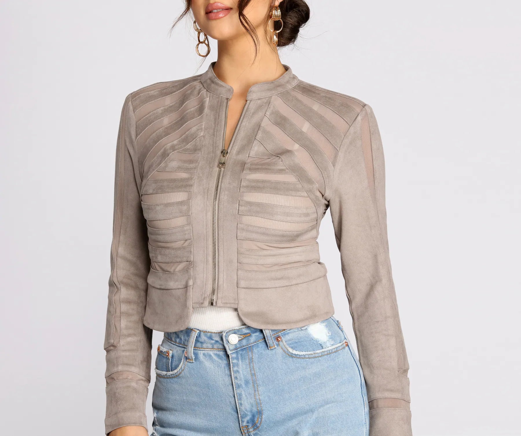 Sweet And Sheer Faux Suede Jacket
