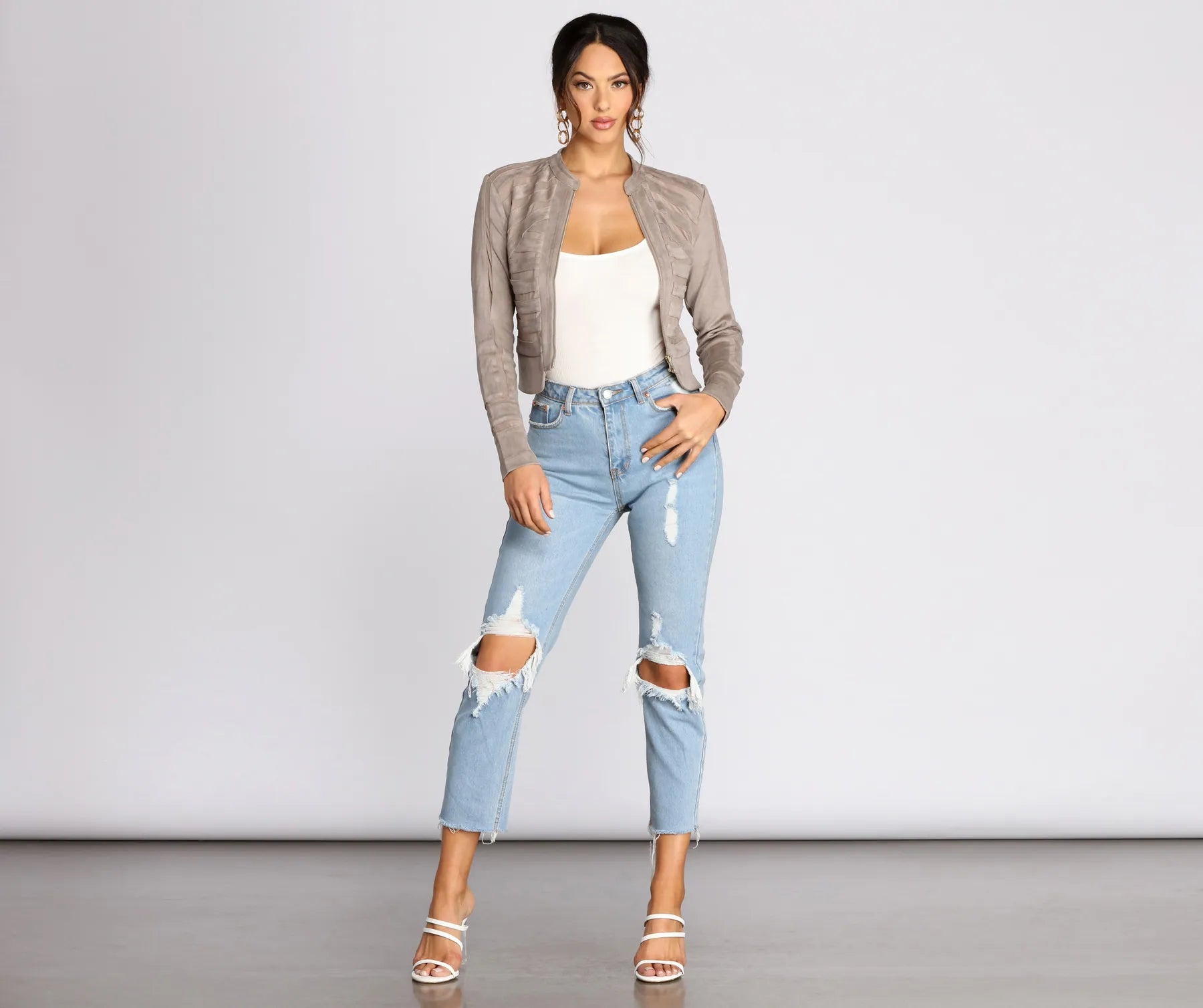 Sweet And Sheer Faux Suede Jacket