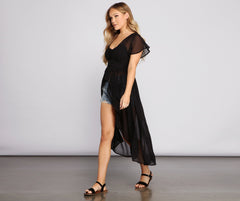 Charming Chiffon High-Low Duster