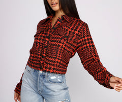 So Chic Houndstooth Cropped Jacket