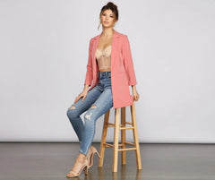 Level Up Cuffed Sleeve Boyfriend Blazer