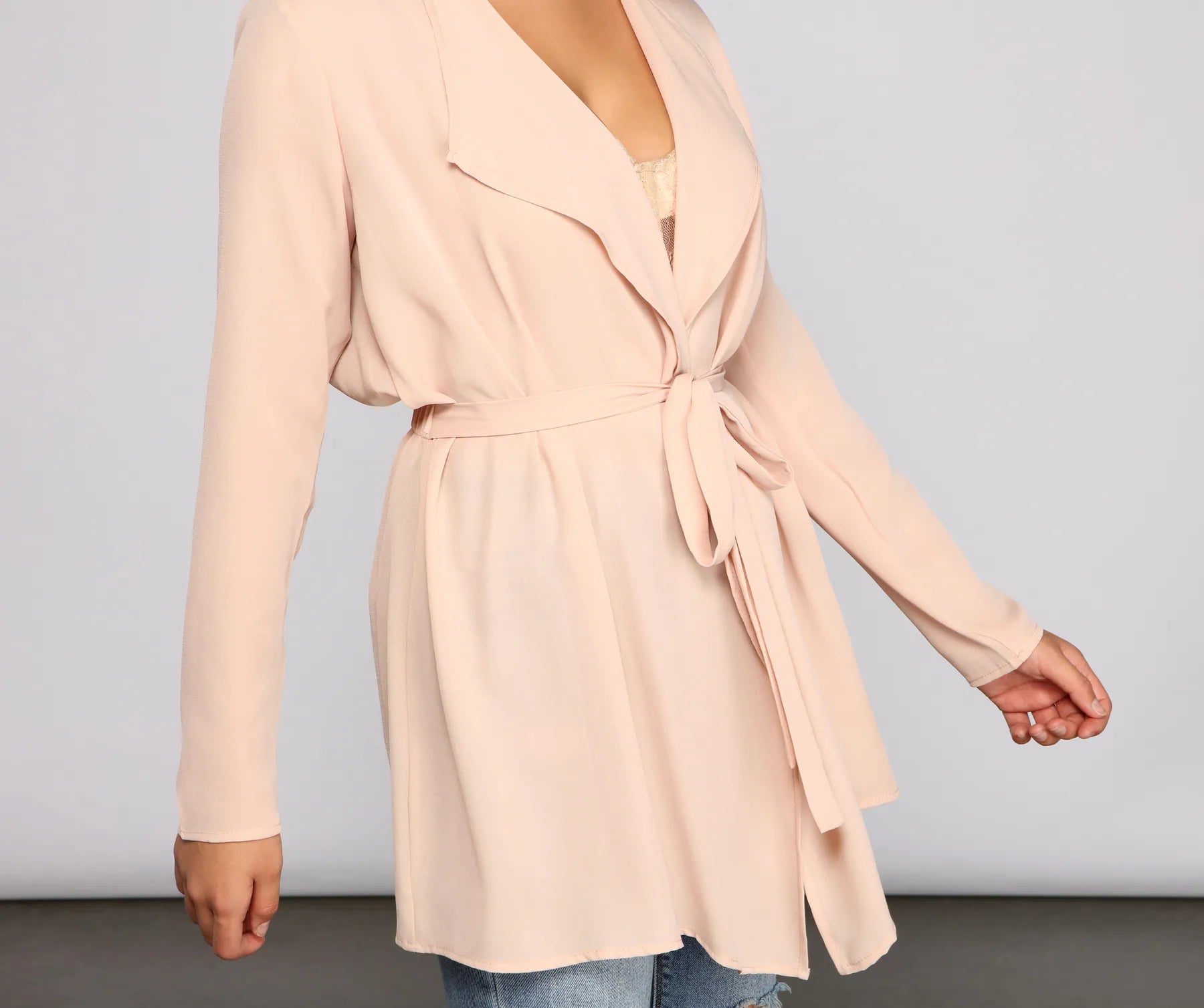 Stunning And Sheer Tie-Front Trench