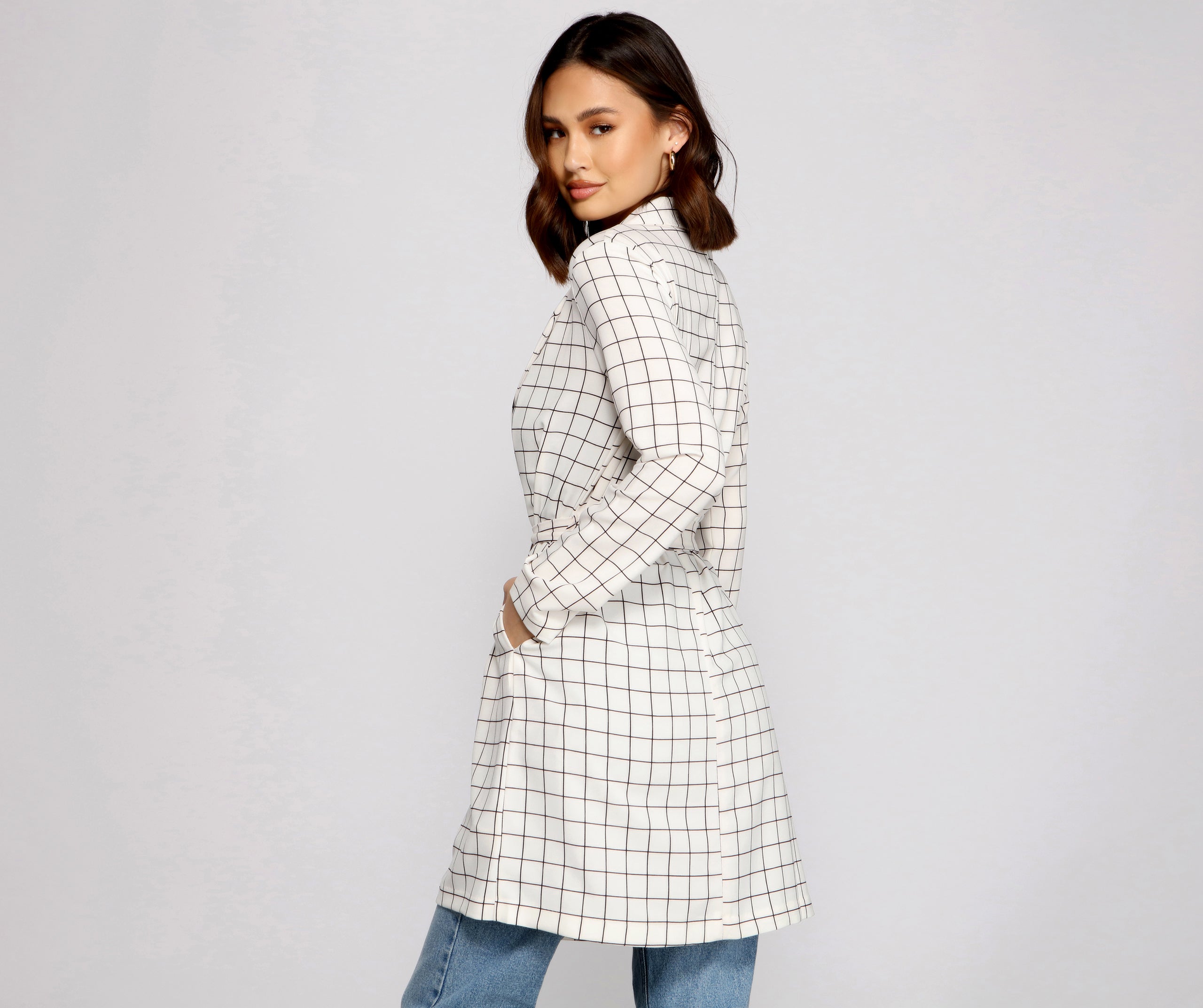 Classic Window Pane Trench Coat
