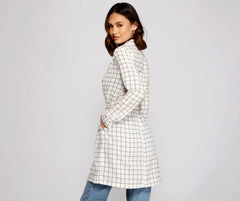 Classic Window Pane Trench Coat
