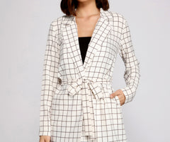 Classic Window Pane Trench Coat
