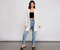 Classic Window Pane Trench Coat