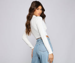 Hook And Eye Crepe Crop Top