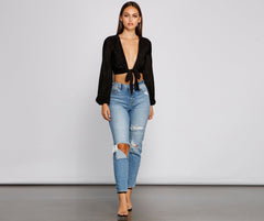 So Loved Pleated Tie Front Top