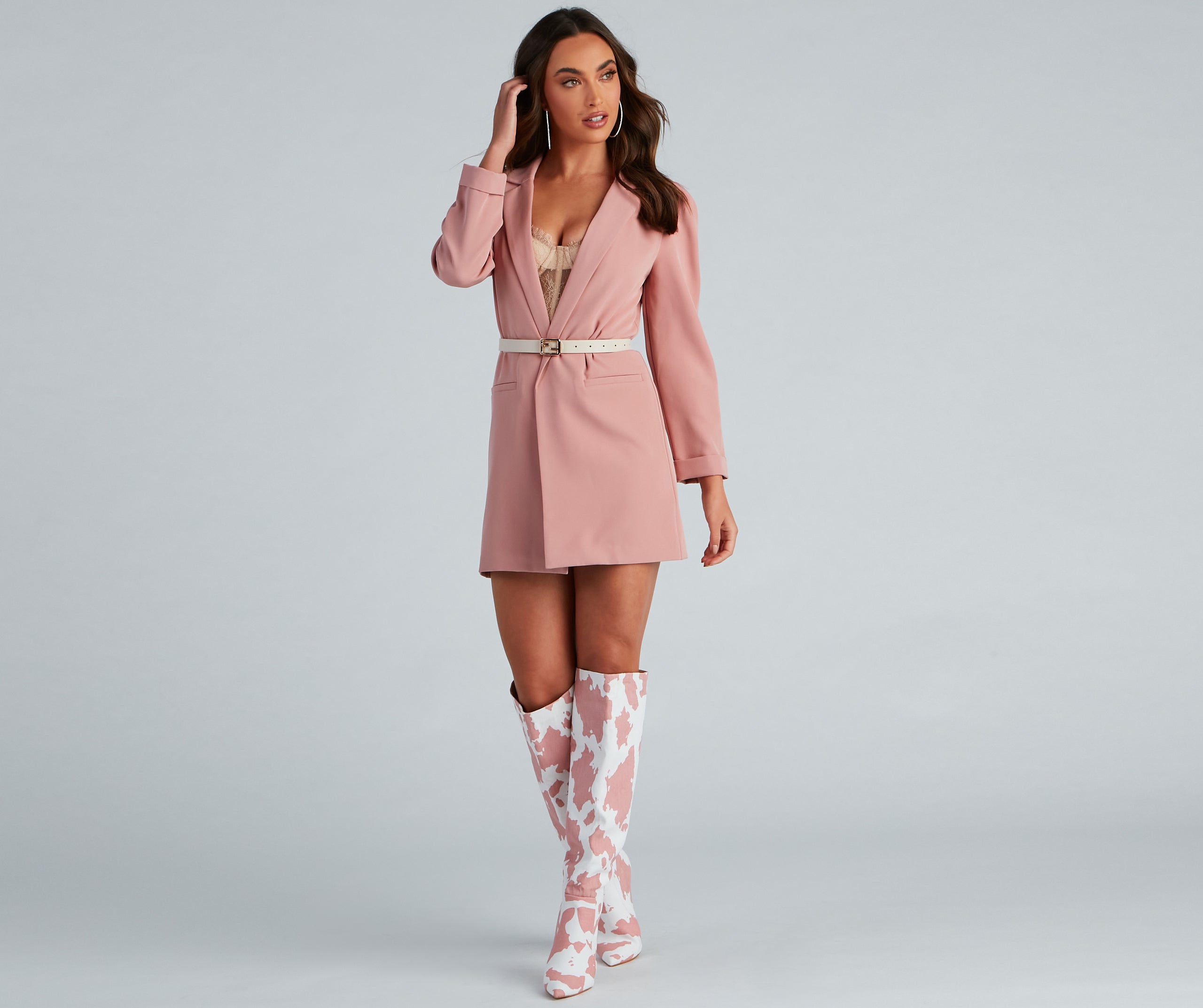 Nine-To-Five Puff Shoulder Long Line Blazer