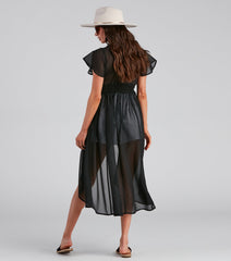 Flirty Flutter Sleeve Chiffon Duster