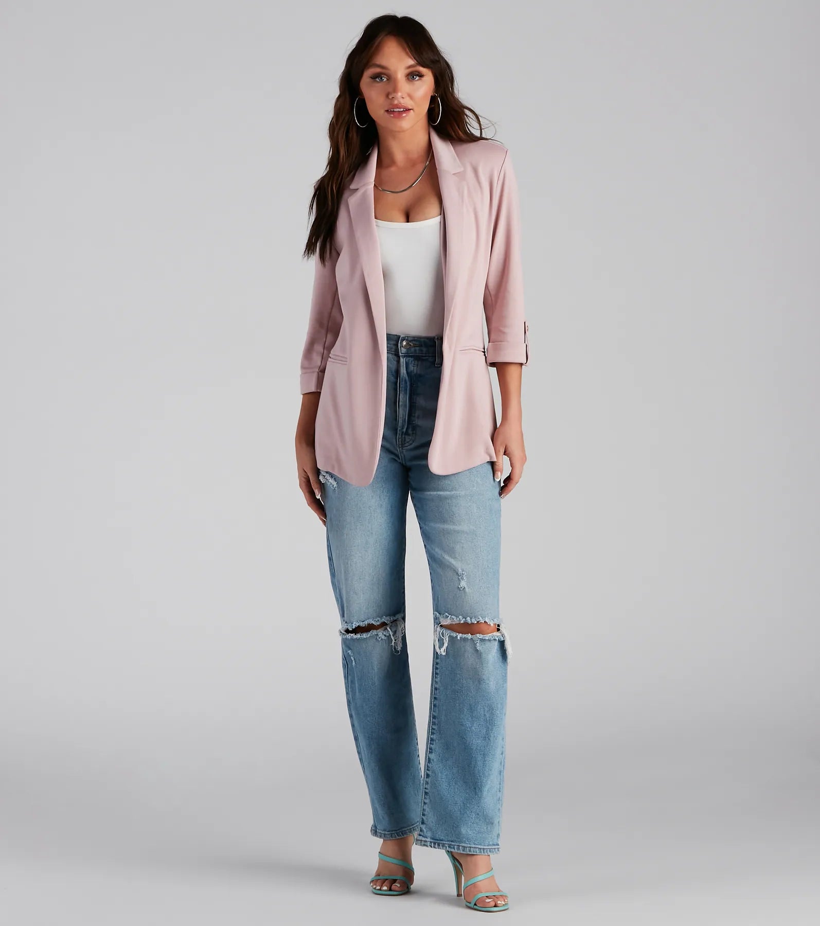 Chic Fit Cuffed Boyfriend Blazer
