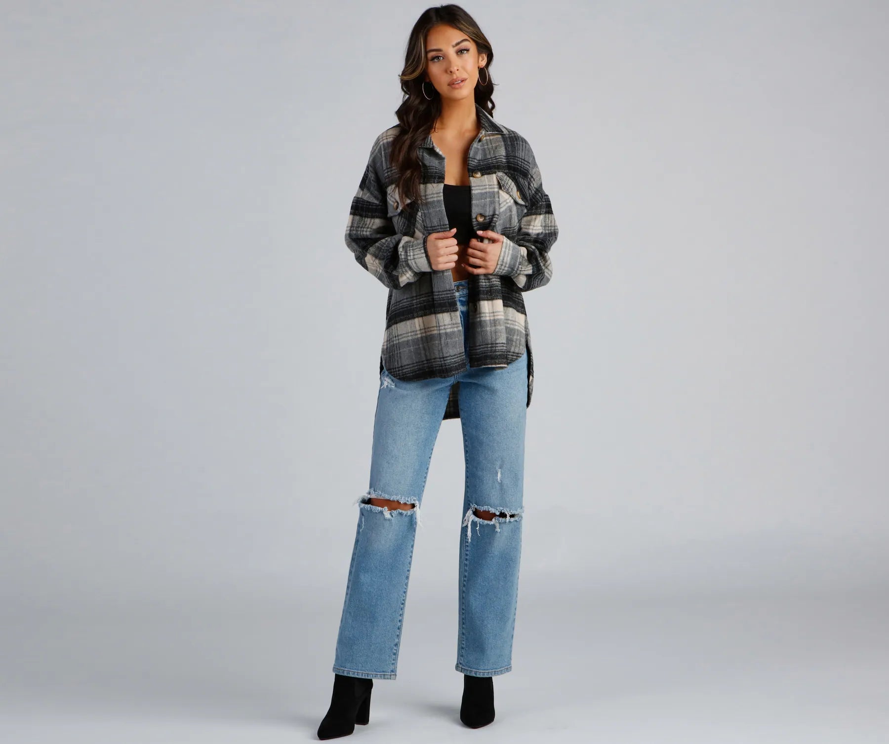Falling For Plaid Fleece Shacket