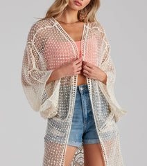 Shorebird Crochet Woven Kimono