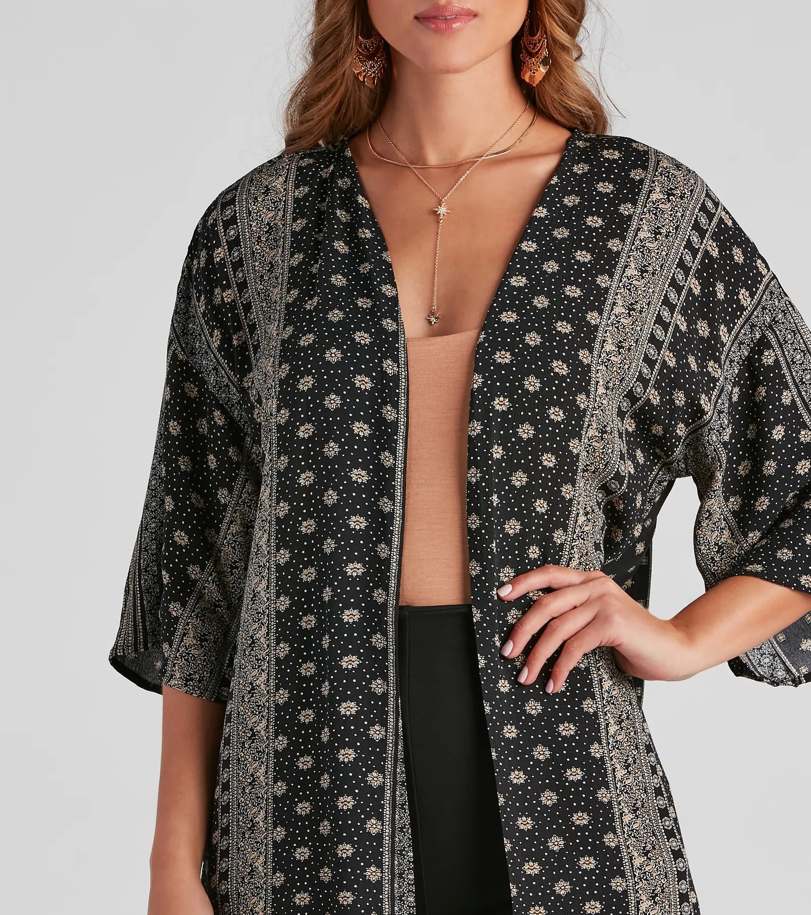 Boho In The City Print Woven Kimono