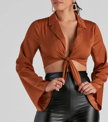 Smooth Talker Satin Tie-Front Top