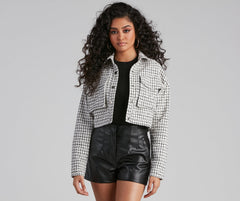 Preppy Element Tweed Crop Jacket