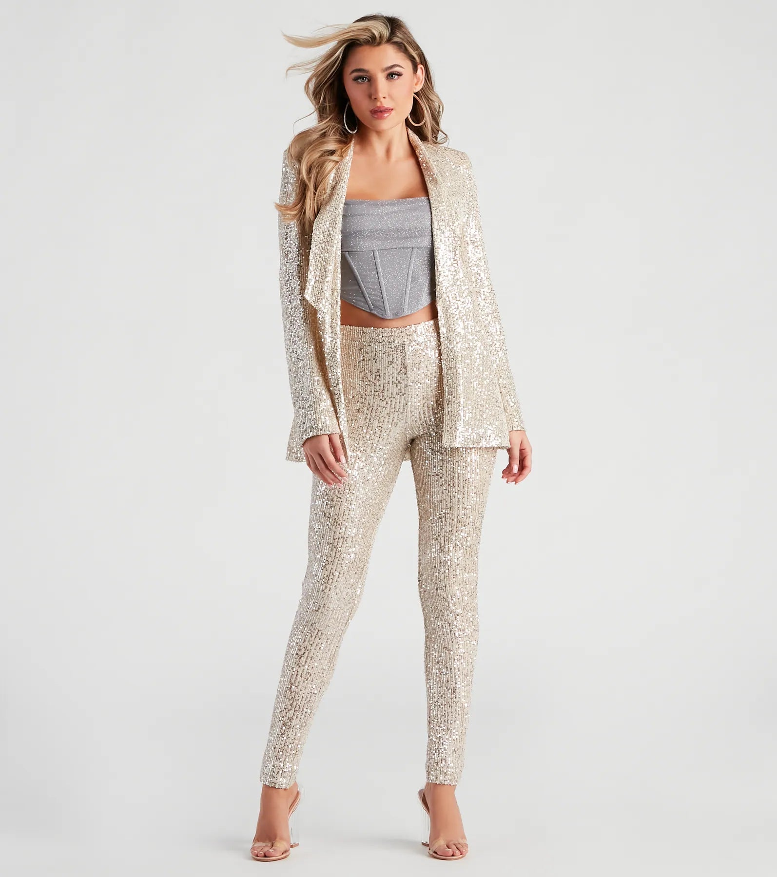 Showtime Chic Sequin Long Blazer