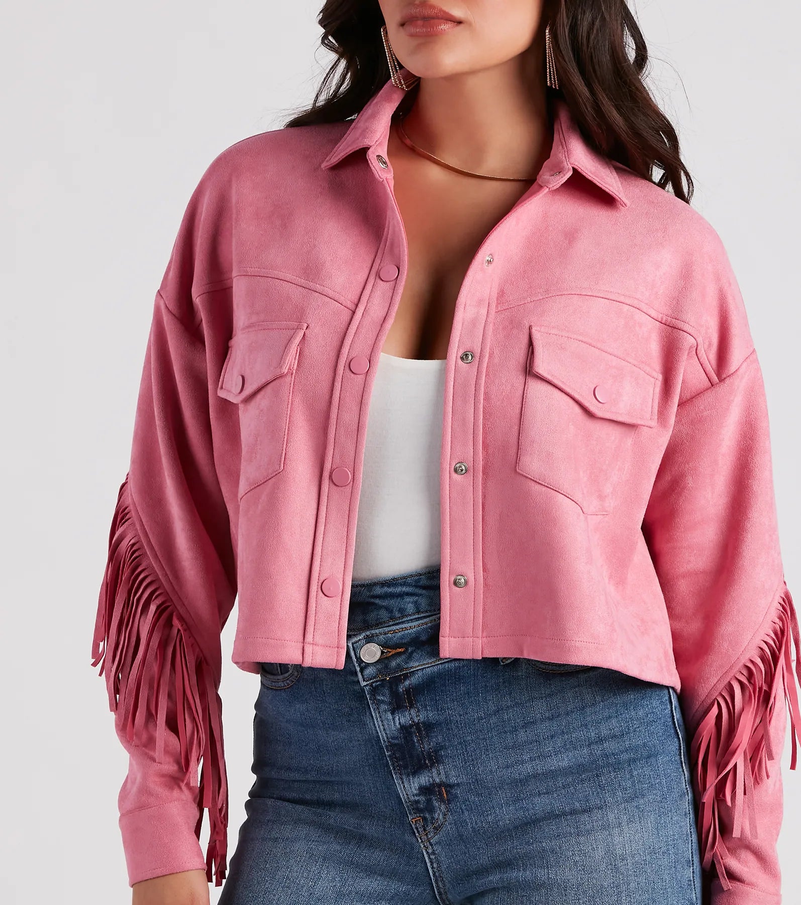 Festival 'Fit Fringe Cropped Shacket
