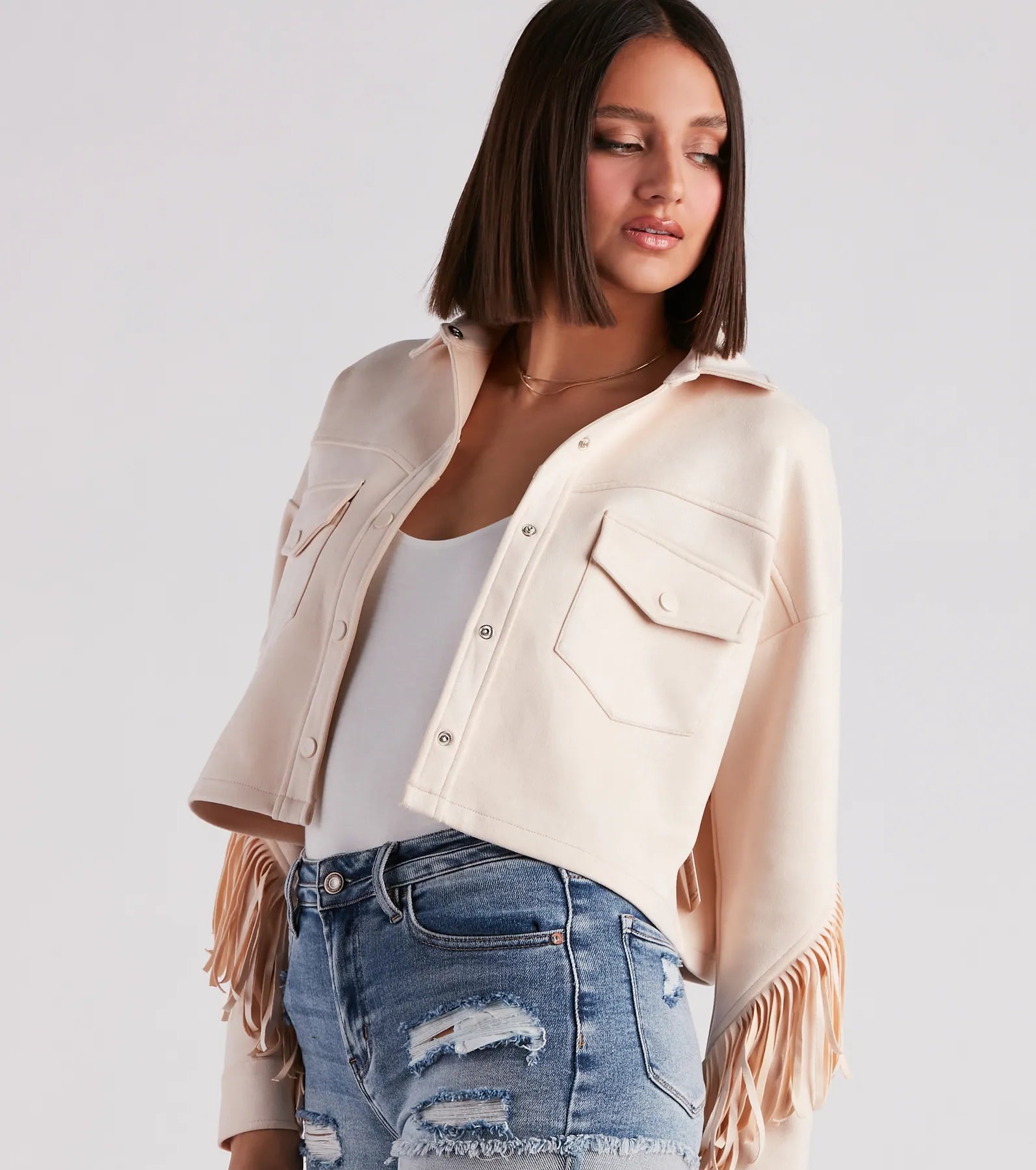 Festival 'Fit Fringe Cropped Shacket