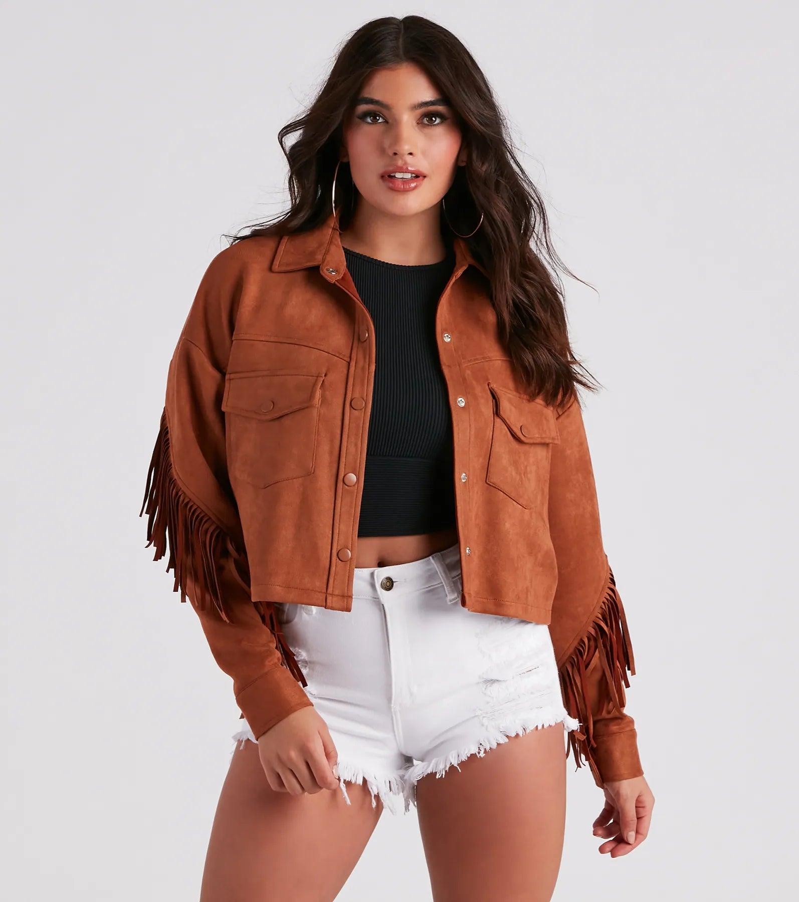 Festival 'Fit Fringe Cropped Shacket
