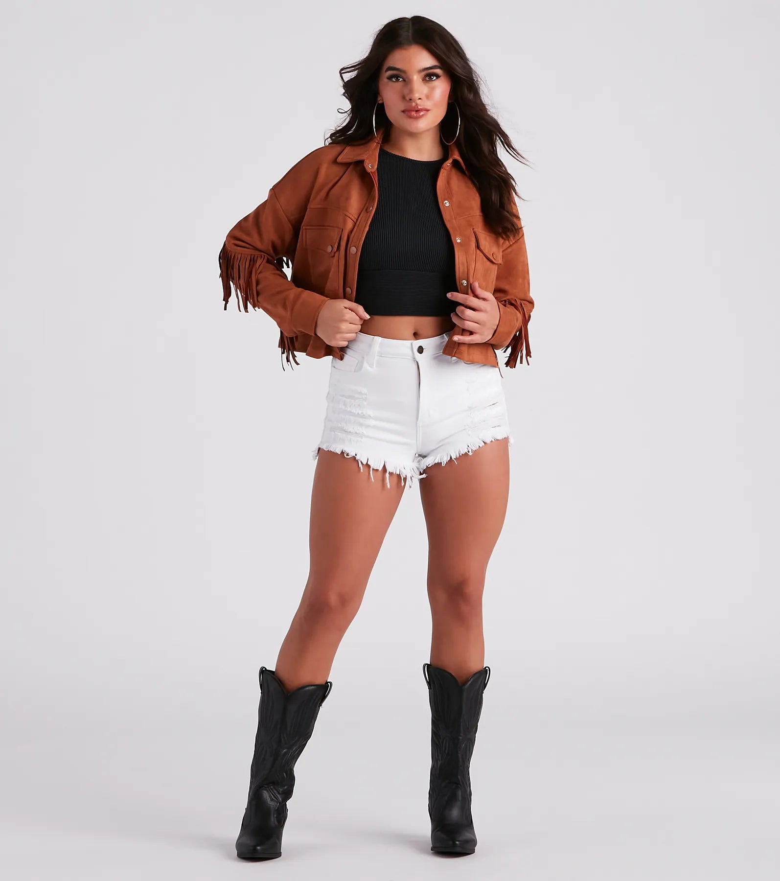 Festival 'Fit Fringe Cropped Shacket