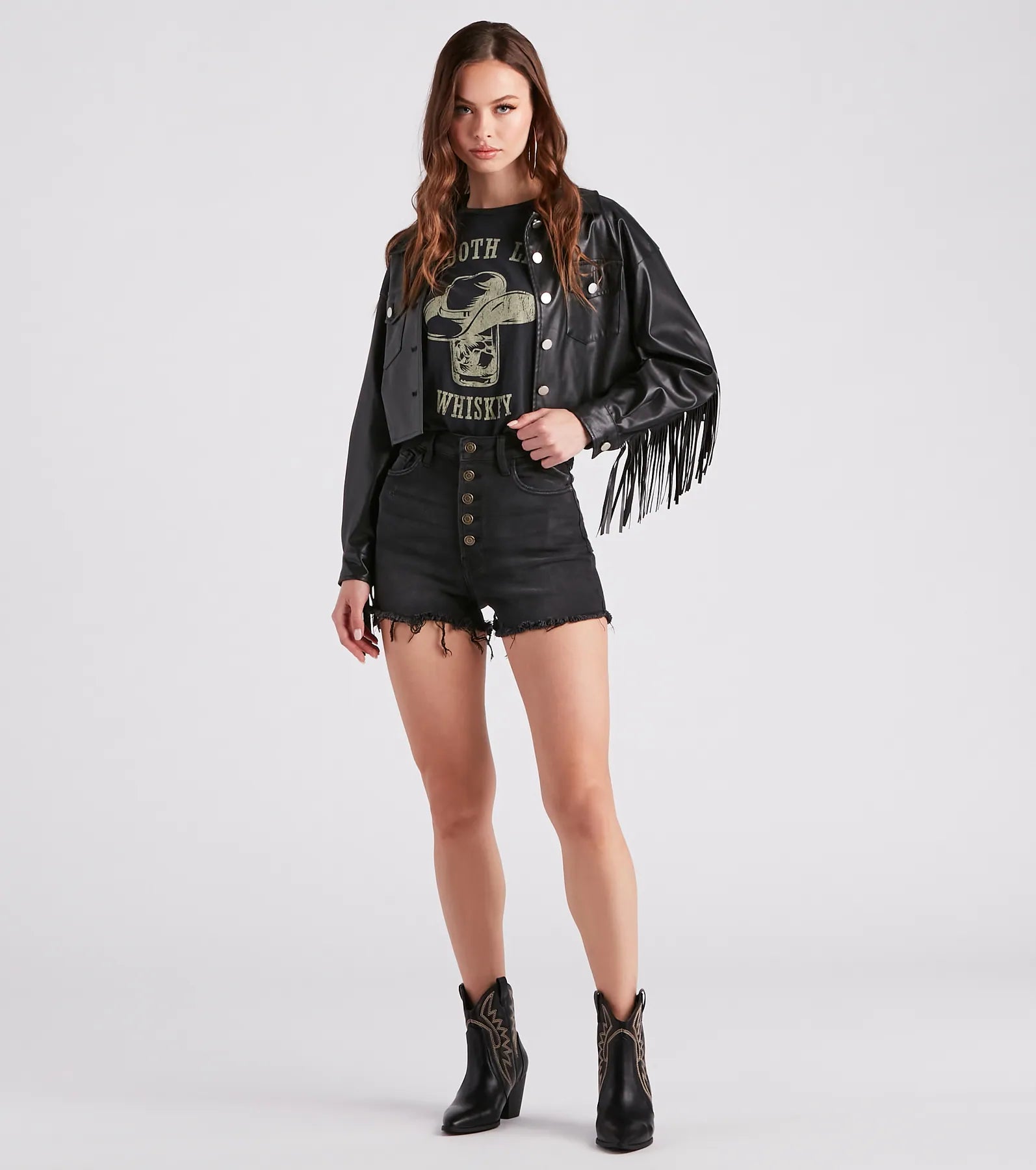 Wild Retro Faux Leather Fringe Jacket