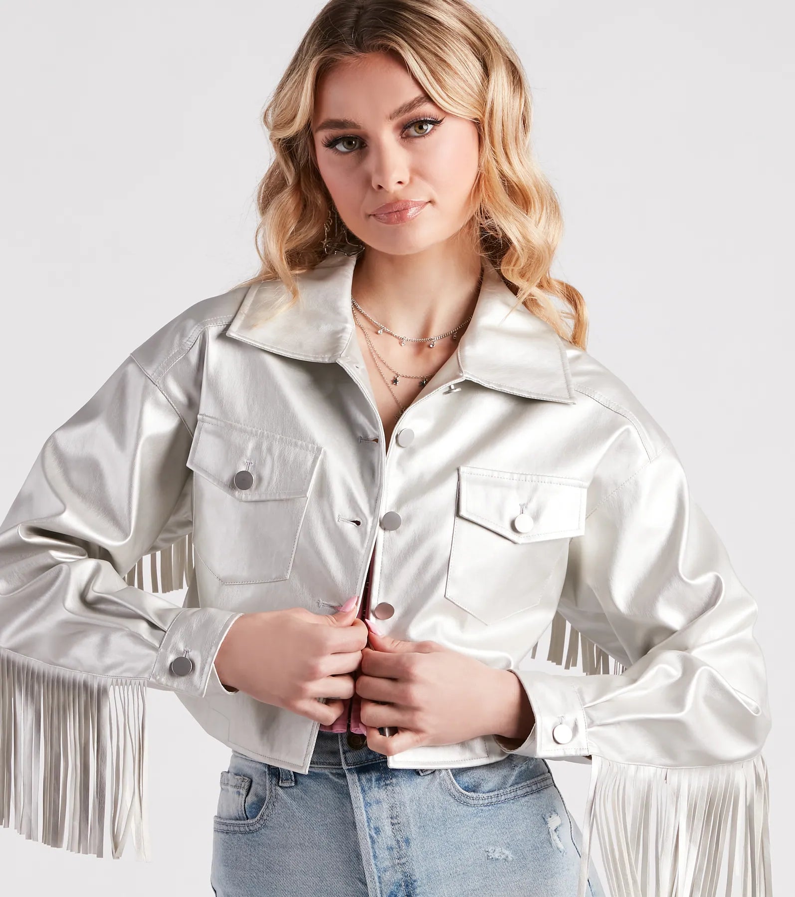 Wild Retro Faux Leather Fringe Jacket