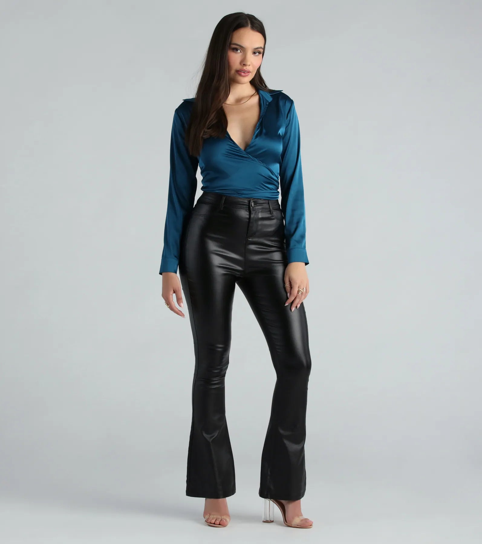 So Sleek Satin Tie-Front Blouse