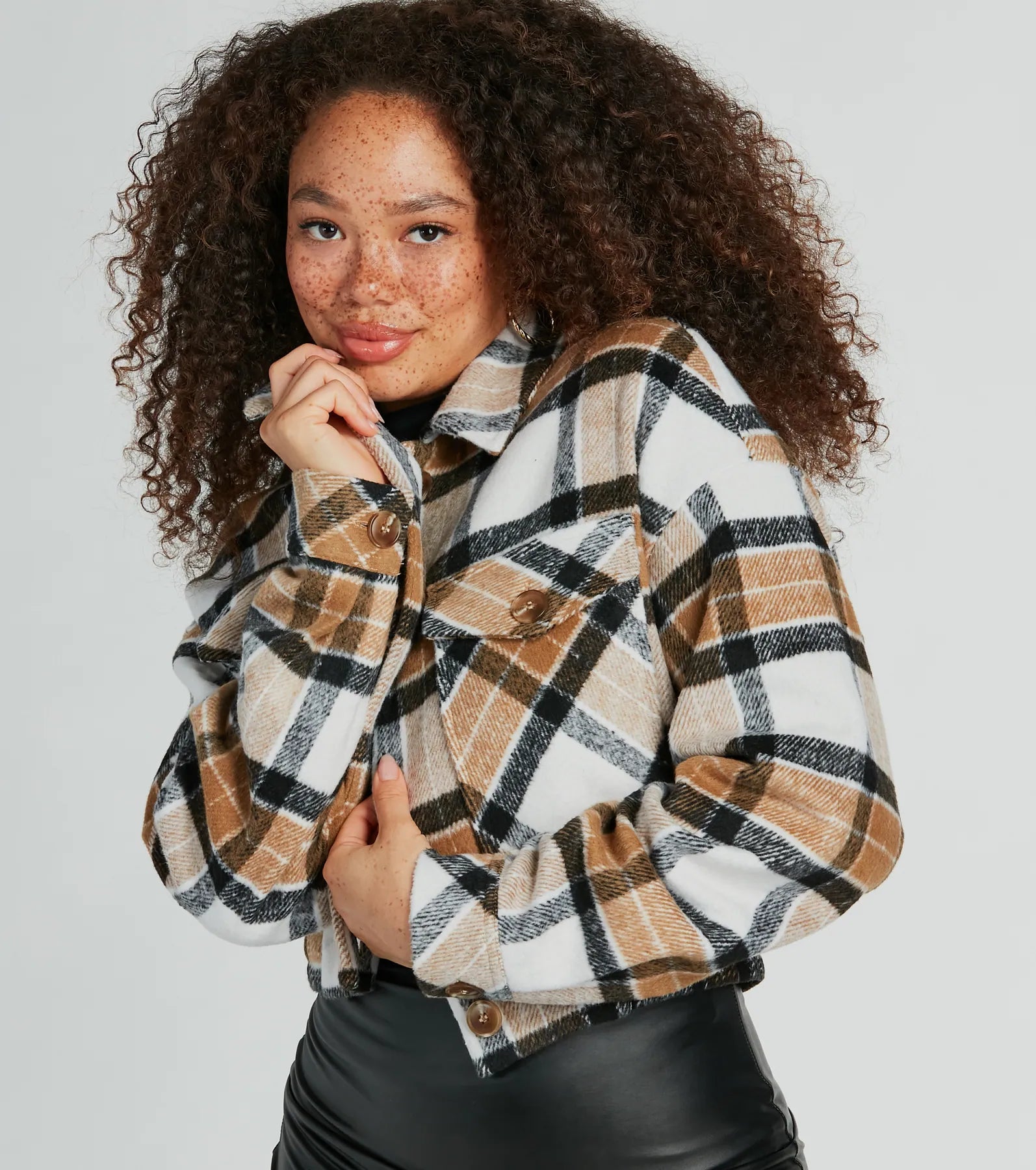 Love For Fall Plaid Cropped Shacket