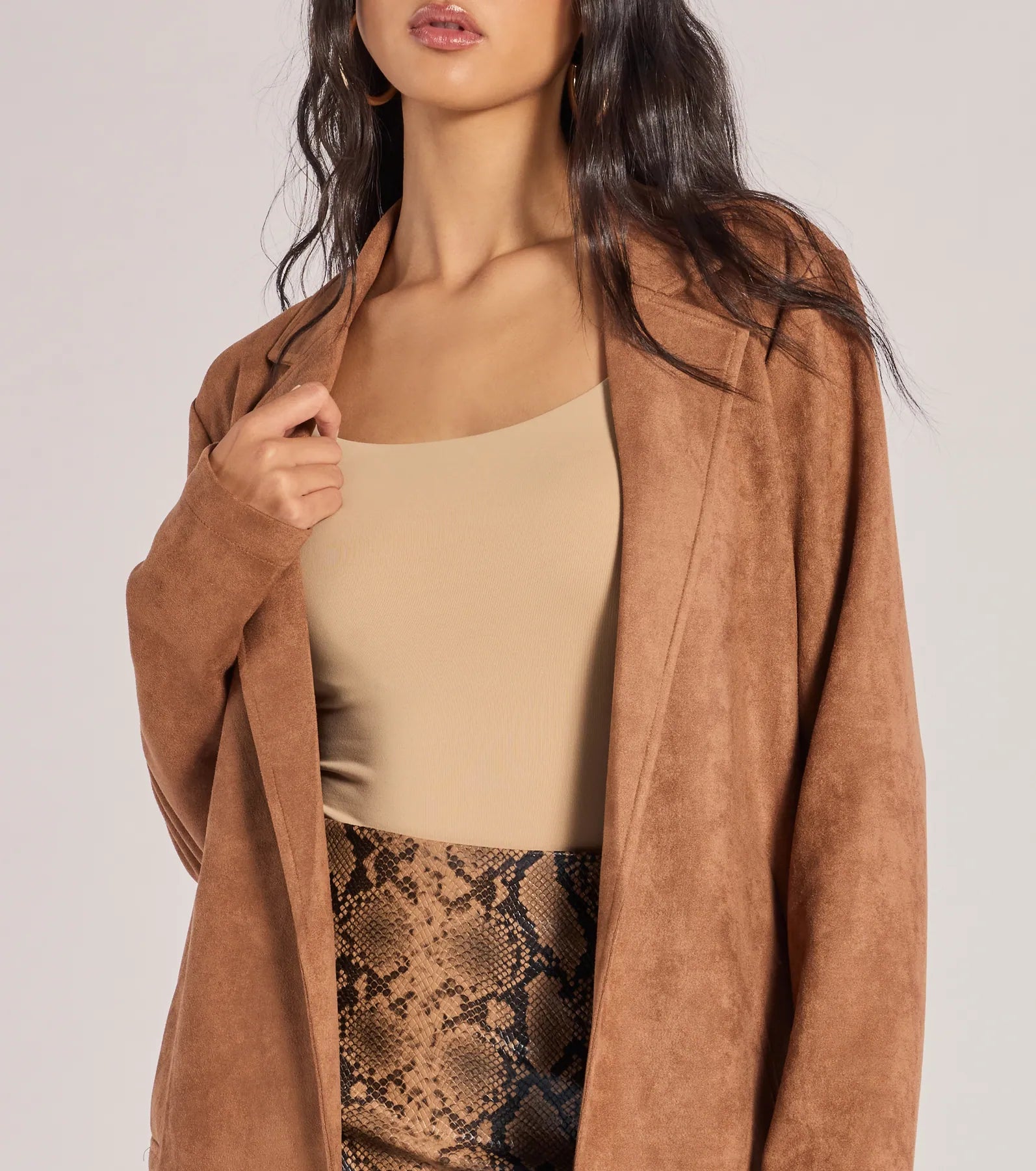 On The Move Faux Suede Long Blazer