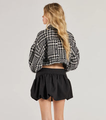 Next Level Chic Houndstooth Woven Cropped Shacket