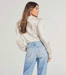 Luxe Demure Tie-Front Satin Crop Top