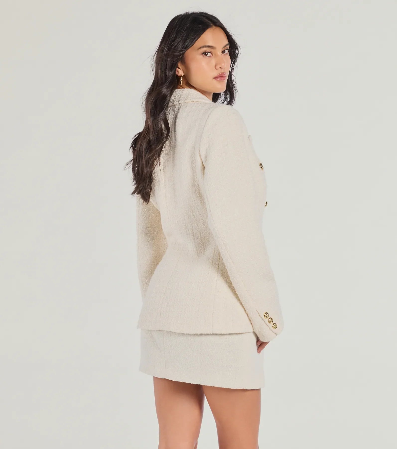 Layer On The Style Tweed Button Blazer