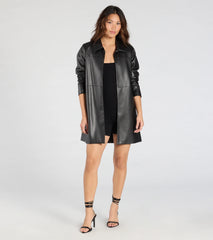 Effortlessly Sleek Faux Leather Oversized Blazer