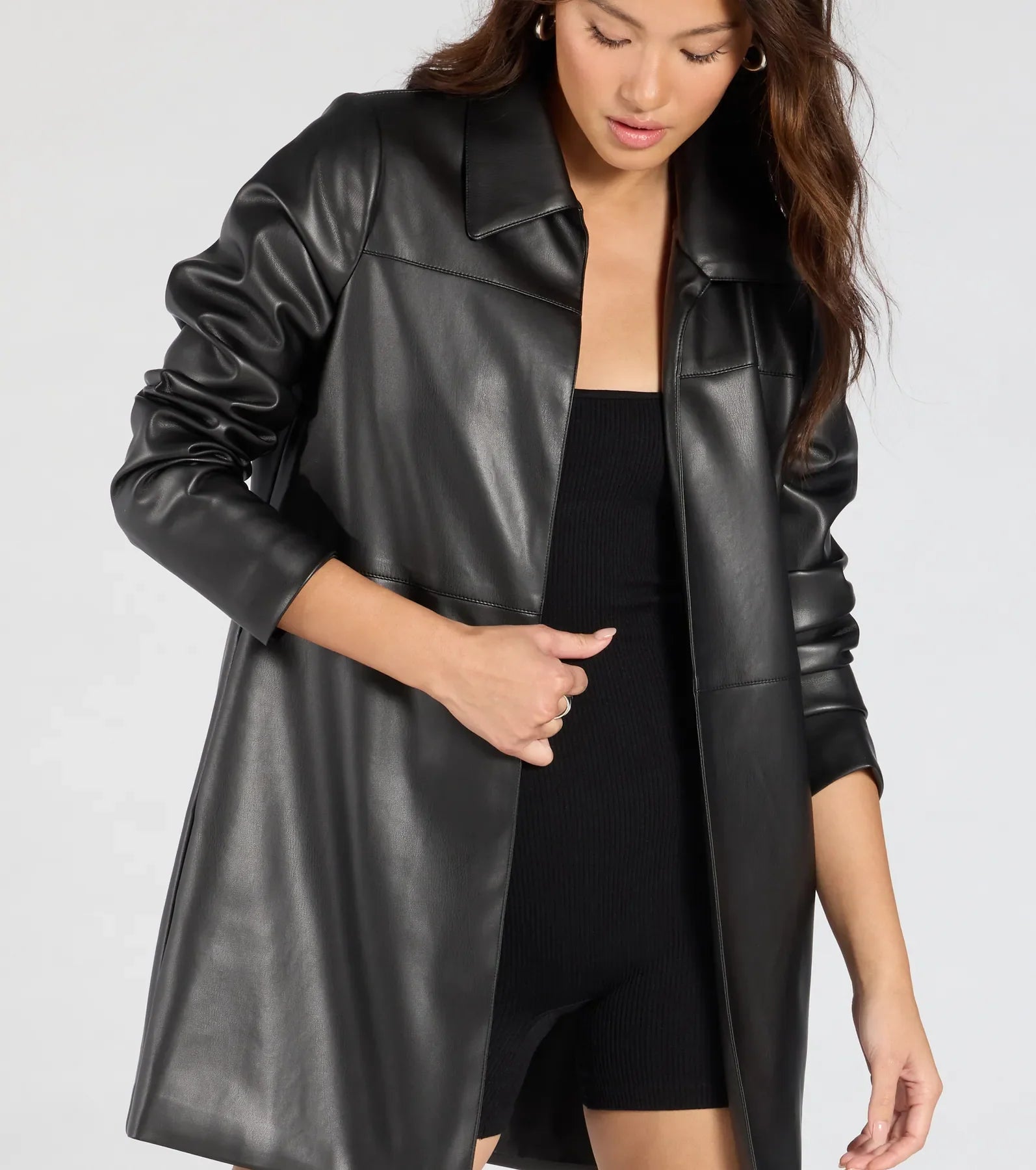 Effortlessly Sleek Faux Leather Oversized Blazer