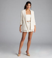 Looking Chic Blazer With Linen