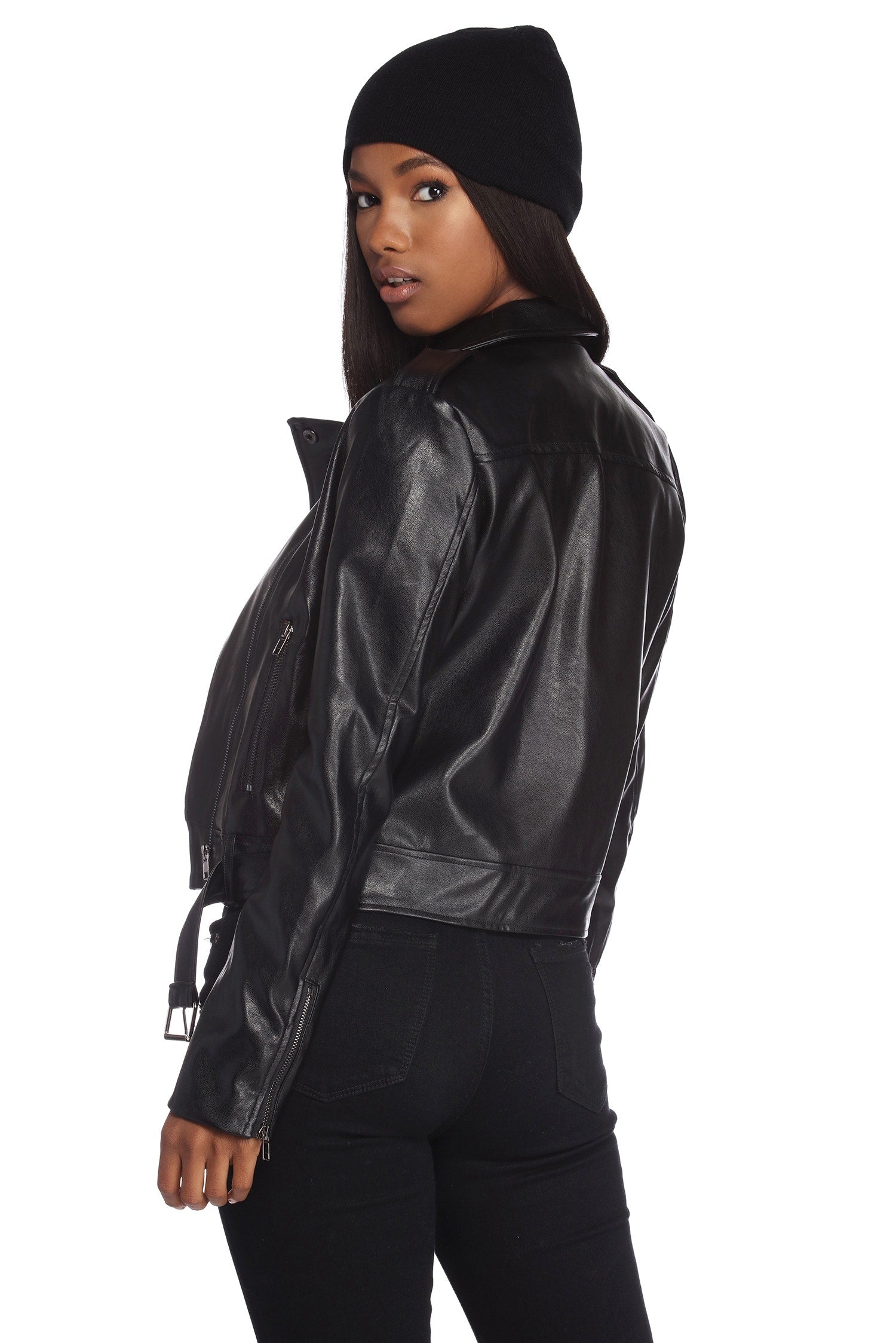 Belt It Out Faux Leather Jacket