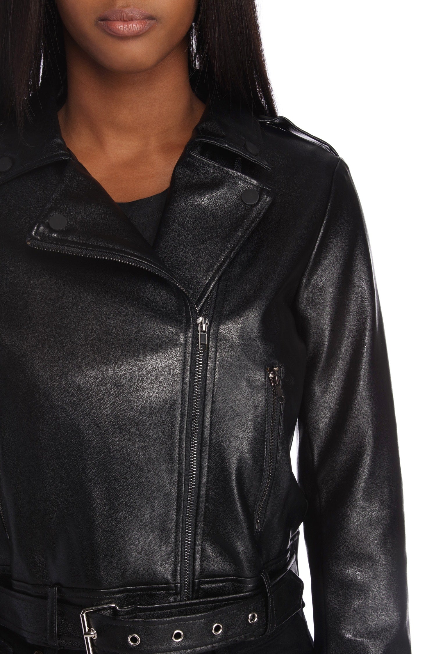 Belt It Out Faux Leather Jacket