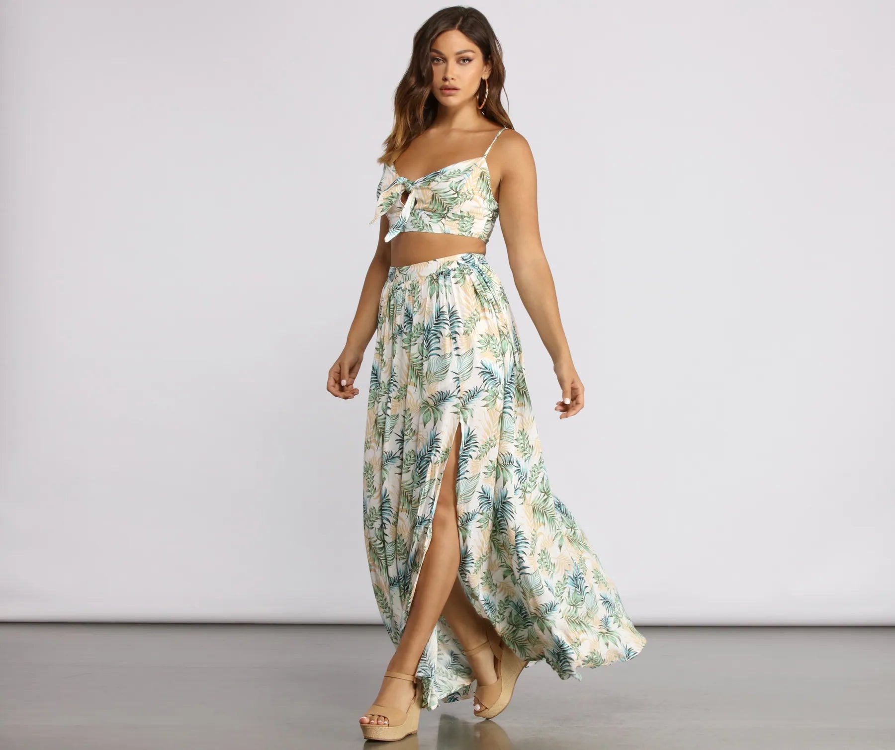 Tropical Babe High Slit Maxi Skirt