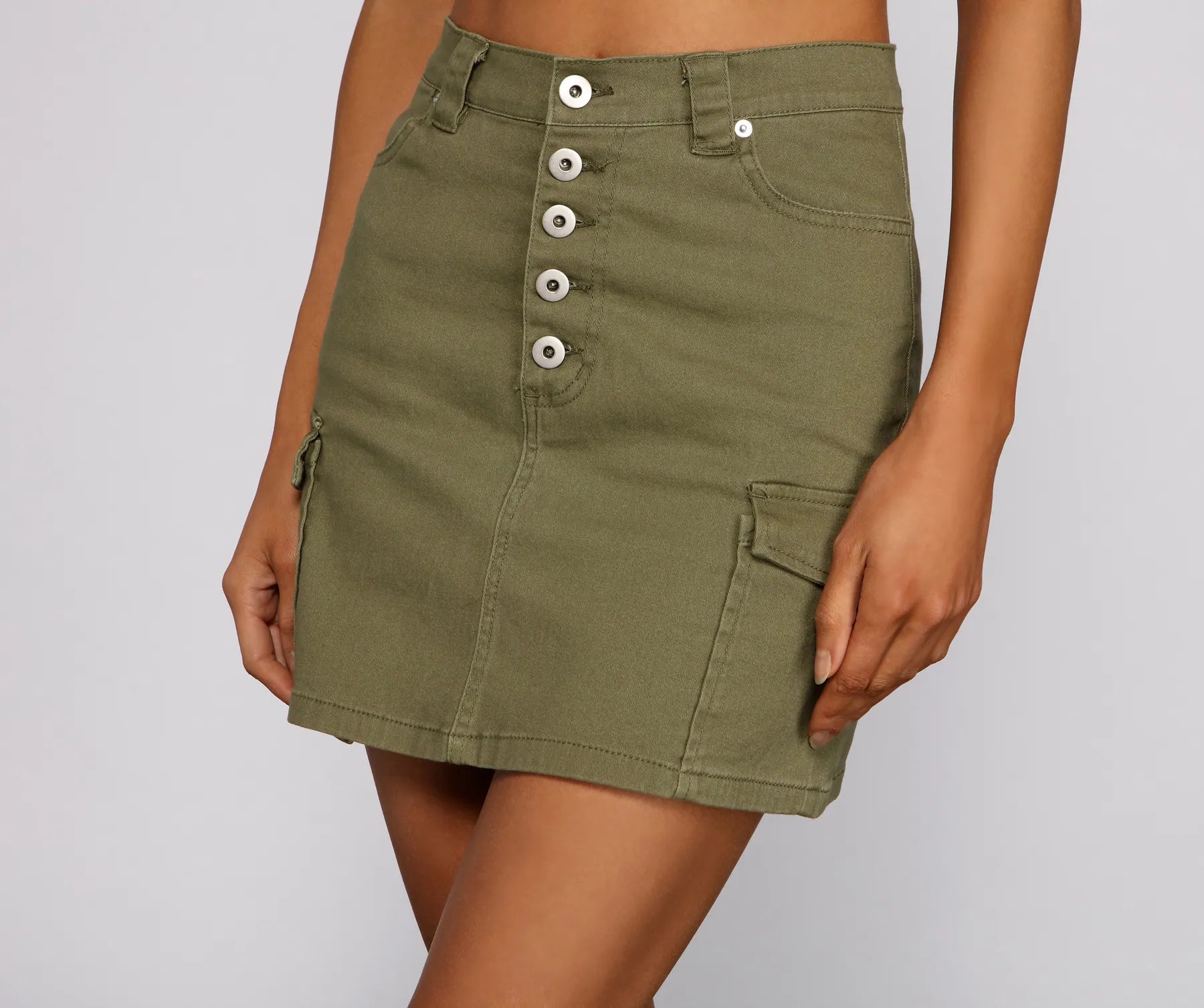 Essential Button Down Cargo Mini Skirt
