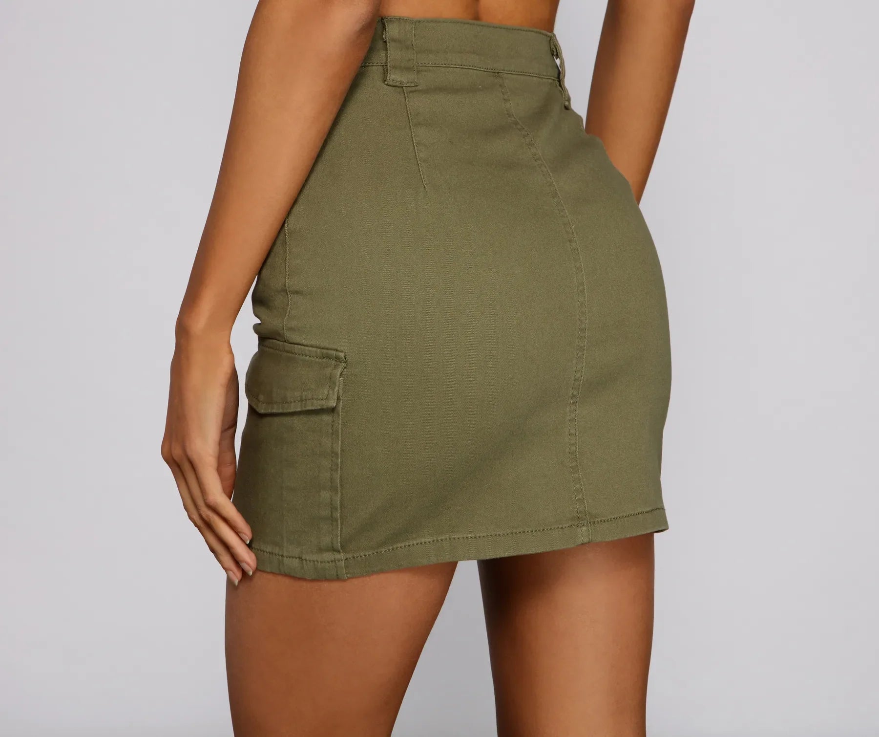 Essential Button Down Cargo Mini Skirt