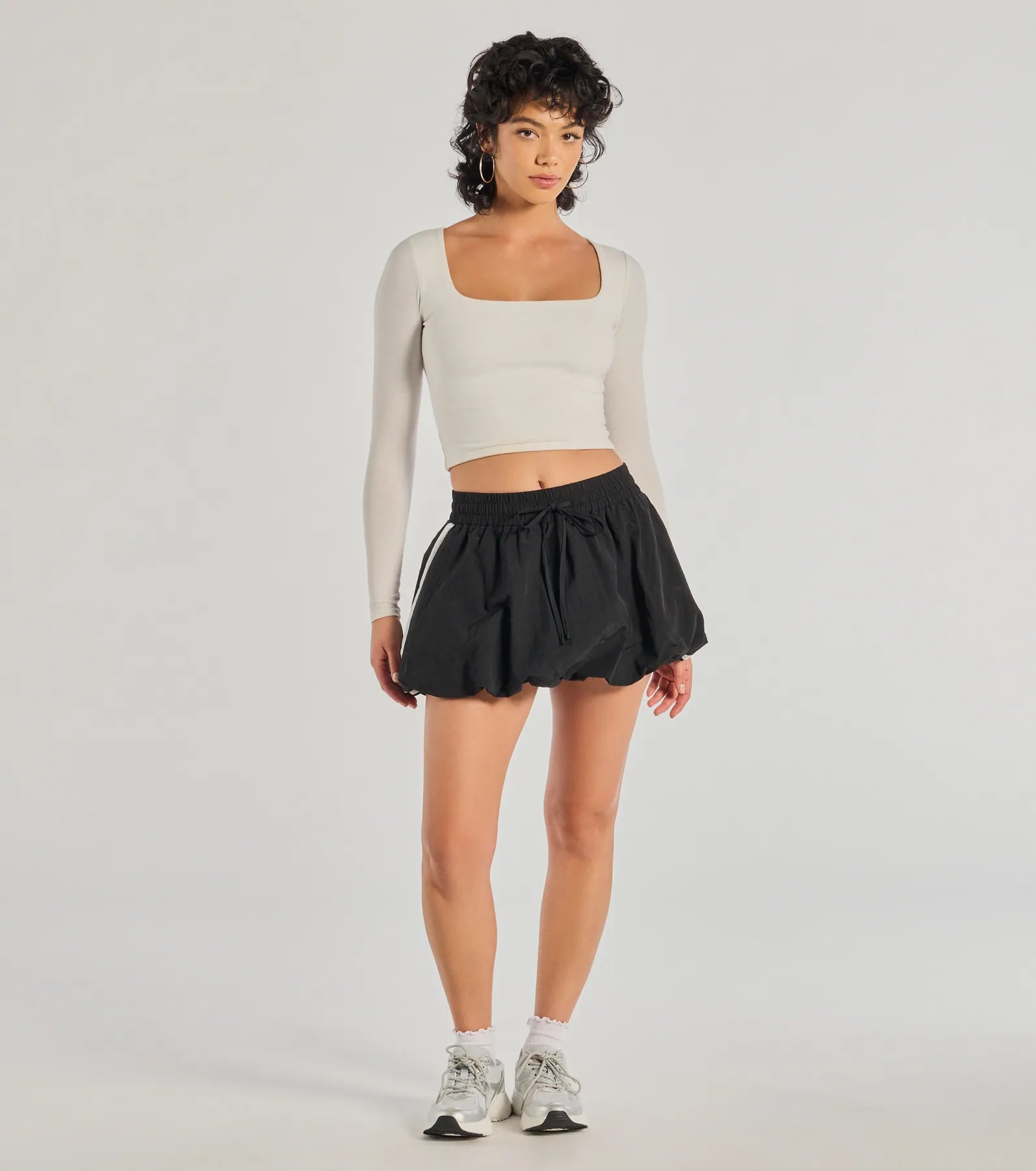 Sporty Spice High-Rise Striped Bubble Skirt