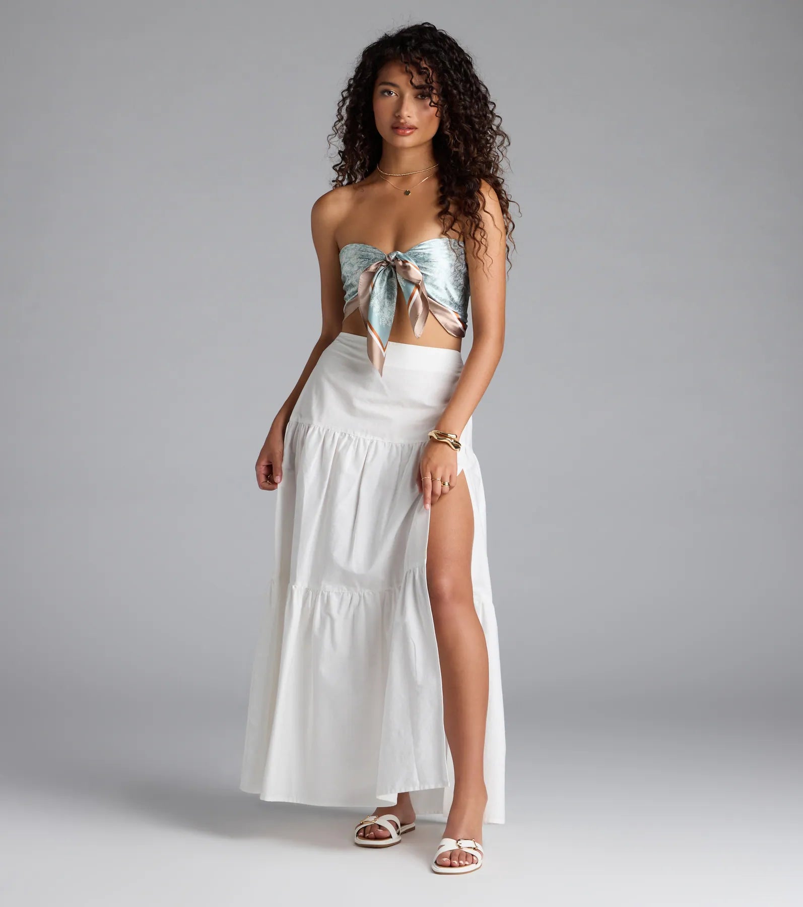 Breezy Babe High-Rise Slit Maxi Skirt