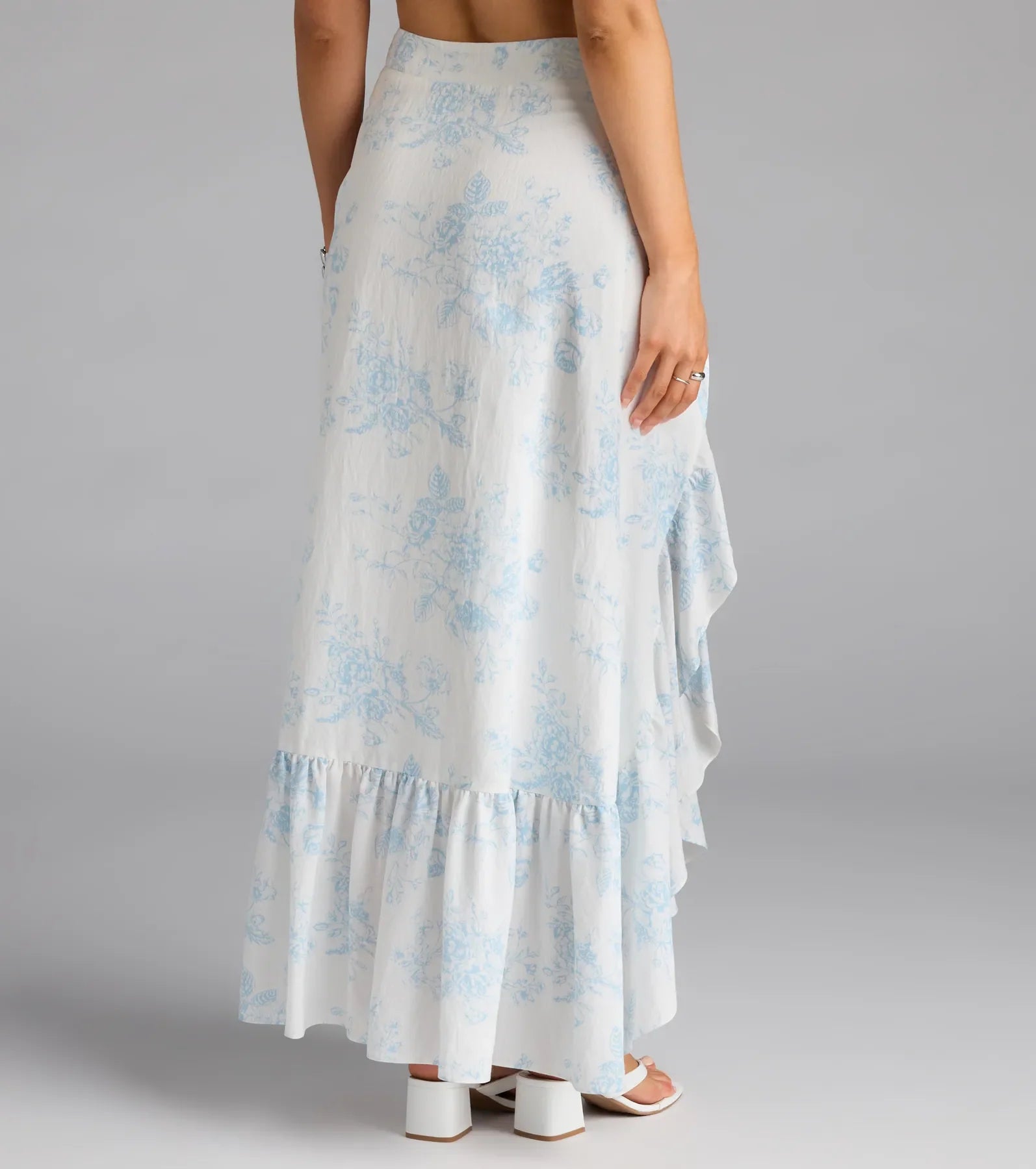 Whimsical Essence Ruffled Floral Maxi Skirt