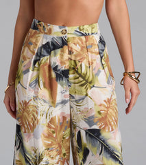 Sunny Escape Tropical Print Palazzo Pants
