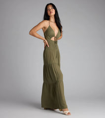 You've Got Flare Halter Cutout Wide Leg Jumpsuit