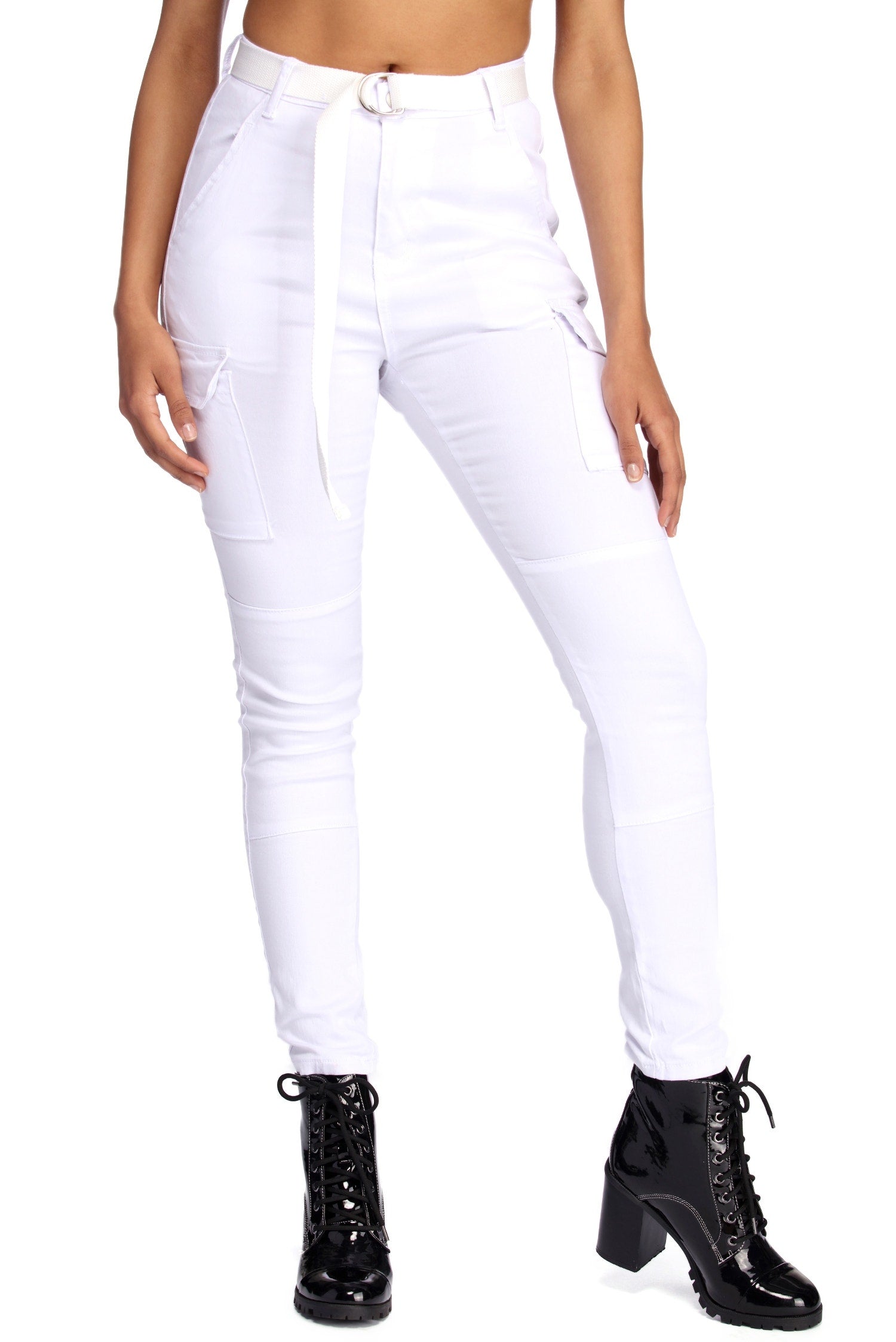 Belted Skinny Cargo Pants