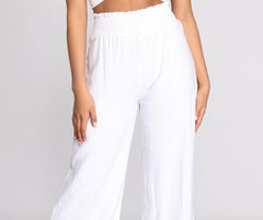 Day At The Hamptons Smocked Linen Pants