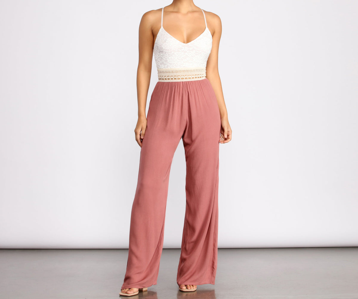 Spring Fling Lace Top Jumpsuit