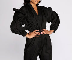 Jump The Gun Puff Sleeve Jumpsuit